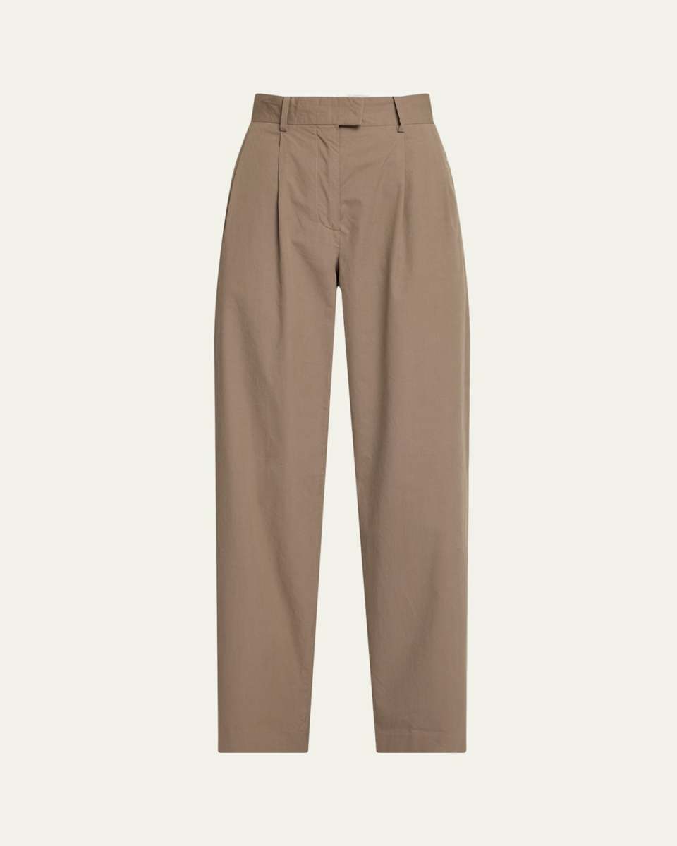Alfidis Double Pleated Straight-Leg Cotton Pants